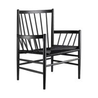 fdb møbler - lounge fauteuil j82 - noir ral 9005/peint hêtre, brillant/lxhxp 76,6x84,7x63,4cm/profondeur du siège 47cm/vannerie naturelle