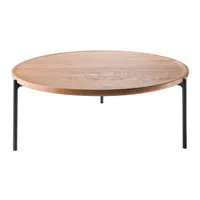eva solo - table basse savoye ø 90cm - chêne naturel/huilé/h x ø 35x90cm/structure aluminium noir peint par poudrage