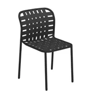 emu - chaise de jardin yard - noir, gris noir/siège sangles élastiques gris noir/lxhxp 51x81x57cm/structure noire