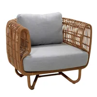 cane-line - fauteuil de jardin nest - naturel, clair gris/étoffe cane-line /assise et structure fibre de cane-line/pxhxp 93x87x91cm