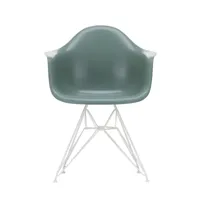 vitra - chaise avec accoudoirs eames fiberglass dar blanc - écume de mer verte/assise fibre de verre/structure façon tour eiffel blanc/lxhxp 62,5x83x6
