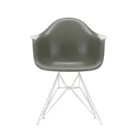 vitra - chaise avec accoudoirs eames fiberglass dar blanc - umber cru/assise fibre de verre/structure façon tour eiffel blanc/lxhxp 62,5x83x60cm