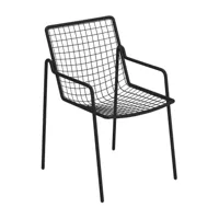 emu - chaise de jardin avec accoudoirs rio r50 - noir/peint par poudrage/lxhxp 53.5x83.5x59cm