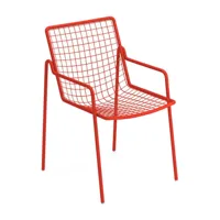 emu - chaise de jardin avec accoudoirs rio r50 - rouge écarlate/peint par poudrage/lxhxp 53.5x83.5x59cm