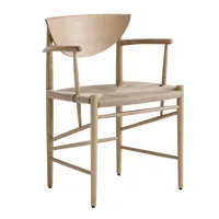 &tradition - chaise avec accoudoirs drawn hm4 - chêne blanc huilé/corde en papier naturel/pxpxh 59x54x78cm/placage forme pressée/patins en feutre wagn
