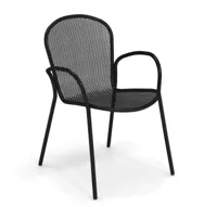 emu - chaise de jardin avec accoudoirs ronda xs - noir/revêtu par poudre/lxhxp 58x83x62cm