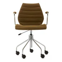 kartell - chaise de bureau avec accoudoirs maui soft noma - moutarde/étoffe noma/ fabriqué avec 50 % de polyester recyclé/lxhxp 58x85-93x52cm/structur