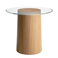 fritz hansen - table d'appoint stub chêne - chêne/laqué/plateau de table verre/h 44,5cm / ø 49cm