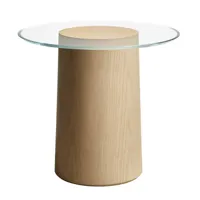 fritz hansen - table d'appoint stub frêne - frêne/laqué/plateau de table verre/h 44,5cm / ø 49cm