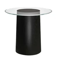fritz hansen - table d'appoint stub frêne - frêne noir/peinte/plateau de table verre/h 44,5cm / ø 49cm