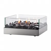 philippi - cheminée de table fireplace 23x23cm - acier inoxydable, transparent, noir/poli à la main/lxlxh 23x23x10cm