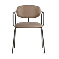 woud - chaise avec accoudoirs frame - taupe/étoffe kotex daily d56/structure métal laqué noir/lxhxp 57x77x53cm