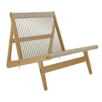 gubi - chaise de jardin lounge mr01 initial - chêne/huilé/lxlxh 65x88x33cm/assise et dossier en osier naturel
