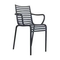 driade - chaise de jardin avec accoudoirs pip-e green - gris foncé/mat/lxhxp 54,5x83x52,5cm