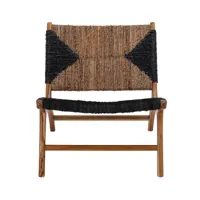 bloomingville - fauteuil lounge grant - noir, brun/lxlxh 65,5x76,5x69,5cm/profondeur du siège 76cm/capacité de charge max. 110kg