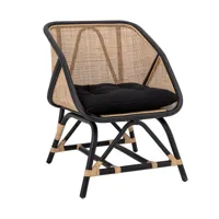 bloomingville - fauteuil lounge loue - noir/lxlxh 65x71x80cm/profondeur du siège 67cm/avec coussin de siège