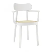 thonet - chaise avec accoudoirs 118 f avec clayonnage - blanc lasuré tp 200/clayonnage avec résille de renfort/lxhxp 56x80x50cm/hêtre teinté