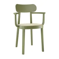 thonet - chaise avec accoudoirs 118 f avec clayonnage - vert olive ral 6003/clayonnage avec résille de renfort/lxhxp 56x80x50cm/hêtre teinté