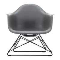 vitra - chaise avec accoudoirs eames plastic dar noir - gris granit/assise polypropylène/structure acier laqué noir/lxhxp 62,5x63x61cm
