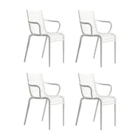 driade - set de 4 chaise de jardin avec accoudoirs pip-e - blanc/mat/pxhxp 54x82x55cm
