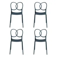 driade - set de 4 chaise de jardin sissi - gris foncé/mat/pxhxp 48x83x57cm