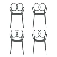 driade - set de 4 chaise de jardin avec sissi - gris foncé/mat/pxhxp 53x83x57cm
