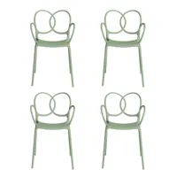 driade - set de 4 chaise de jardin avec sissi - vert/mat/pxhxp 53x83x57cm