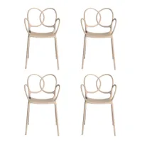 driade - set de 4 chaise de jardin avec sissi - rose/mat/pxhxp 53x83x57cm