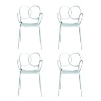 driade - set de 4 chaise de jardin avec sissi - blanc/mat/pxhxp 53x83x57cm