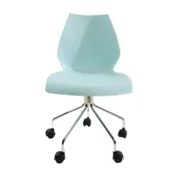 kartell - chaise de bureau maui - bleu clair/polypropylène teinté dans la mass/lxhxp 58 x 85-93 x 52cm/structure acier tubulaire chromé