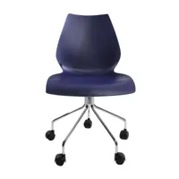 kartell - chaise de bureau maui - bleu marine/polypropylène teinté dans la mass/lxhxp 58 x 85-93 x 52cm/structure acier tubulaire chromé