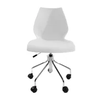 kartell - chaise de bureau maui - blanc zinc/polypropylène teinté dans la mass/lxhxp 58 x 85-93 x 52cm/structure acier tubulaire chromé