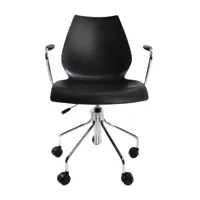 kartell - chaise de bureau avec accoudoirs maui - anthracite/polypropylène teinté dans la mass/lxhxp 58 x 85-93 x 52cm/structure acier tubulaire chrom