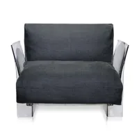 kartell - fauteuil pop structure transparent - gris/coton/pxpxh 92x94x70cm