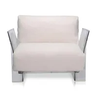 kartell - fauteuil pop structure transparent - sable/coton/pxpxh 92x94x70cm