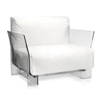 kartell - pop outdoor - fauteuil - blanc/tissu sunbrella/résistant/structure transparente/94x70x94cm