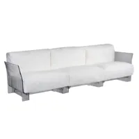 kartell - pop outdoor - sofa triplace - blanc/tissu sunbrella/résistant/structure transparente/255x70x94cm