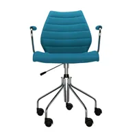 kartell - maui soft - chaise de bureau avec accoudoirs - bleu petroleum/étoffe trevira/réglable en hauteur 49 - 57 cm/avec	ressort à gaz