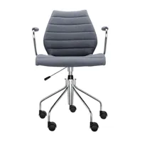 kartell - maui soft - chaise de bureau avec accoudoirs - gris/étoffe trevira/réglable en hauteur 49 - 57 cm/avec	ressort à gaz