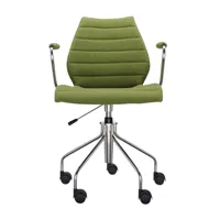 kartell - maui soft - chaise de bureau avec accoudoirs - vert acidulé/étoffe trevira/réglable en hauteur 49 - 57 cm/avec	ressort à gaz