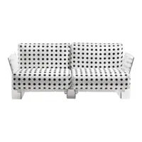 kartell - canapé à 2 places pop à pois - blanc, noir/lxhxp 167x70x94cm/structure transparent