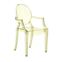 kartell - chaise avec accoudoirs louis ghost - jaune/transparent/lxhxp 54x93x55cm