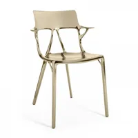 kartell - chaise avec accoudoirs ai metal - bronze/100% matière recyclée/lxhxp 54x81x53cm