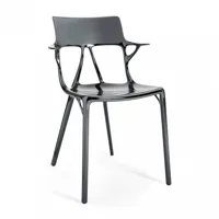 kartell - chaise avec accoudoirs ai metal - titane/100% matière recyclée/lxhxp 54x81x53cm