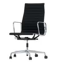 vitra - chaise de bureau ea 119 étoffe structure poli - textile hopsak 66 noir nero/tapisserie hopsak 66 nero/pxhxp 58x113,5x58,5cm/piètement en alu..