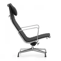 vitra - chaise pivotante ea 124 aluminium chair étoffe - noir/étoffe hopsak 66/65x78x98,5cm/patins de protection/piètement en aluminium poli