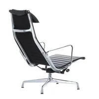 vitra - chaise pivotante ea 124 aluminium chair cuir - noir/cuir 66/65x78x98,5cm/patins de protection/piètement en aluminium poli