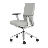 vitra - id soft citterio - chaise de bureau pivotante - clair gris/étoffe plano 05 creme-sierra gris/incl. accoudoirs 2d/avec des rouleau souple/piète