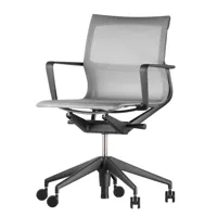 vitra - chaise de bureau physix structure gris doux - argent/étoffe trioknit 01/piètement noir deep black/avec des rouleau souple