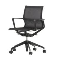 vitra - chaise de bureau physix structure noire profonde - noir/étoffe fleecenet 01 noir/piètement noir deep black/avec des rouleau souple